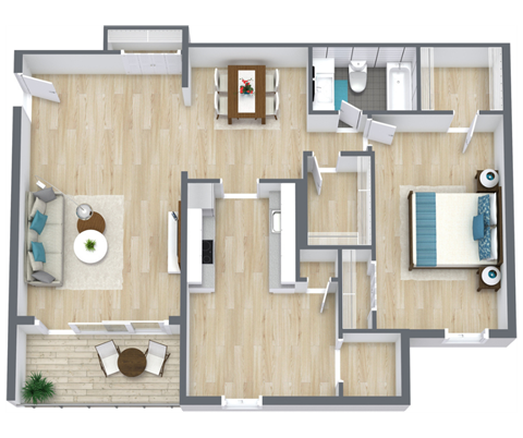 Northhampton Floor Plan | 909 Sq. Ft. at Bayville Apartments, Virginia Beach, VA, 23455